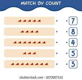 Match by count of cartoon santa sleigh. Match and count game. Educational game for pre shool years kids and toddlers