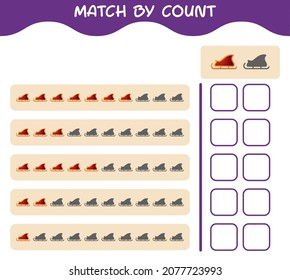 Match by count of cartoon santa sleigh. Match and count game. Educational game for pre shool years kids and toddlers