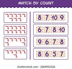 Match by count of cartoon scarf. Match and count game. Educational game for pre shool years kids and toddlers