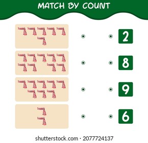 Match by count of cartoon scarf. Match and count game. Educational game for pre shool years kids and toddlers
