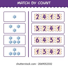 Match by count of cartoon snowflake. Match and count game. Educational game for pre shool years kids and toddlers