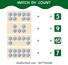 Match by count of cartoon snowflake. Match and count game. Educational game for pre shool years kids and toddlers