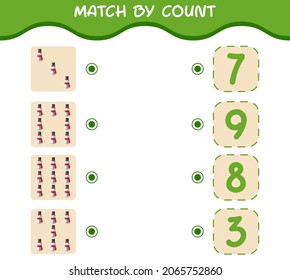 Match by count of cartoon snowman. Match and count game. Educational game for pre shool years kids and toddlers