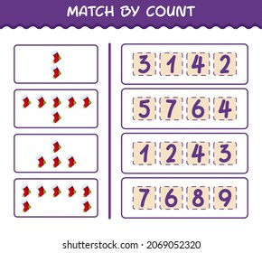 Match by count of cartoon sock. Match and count game. Educational game for pre shool years kids and toddlers