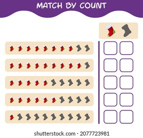 Match by count of cartoon sock. Match and count game. Educational game for pre shool years kids and toddlers