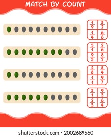 Match by count of cartoon soursop. Match and count game. Educational game for pre shool years kids and toddlers