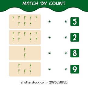 Match by count of cartoon spring onion. Match and count game. Educational game for pre shool years kids and toddlers