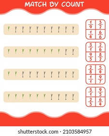 Match by count of cartoon spring onion. Match and count game. Educational game for pre shool years kids and toddlers