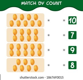 Match by count of cartoon star fruits. Match and count game. Educational game for pre shool years kids and toddlers