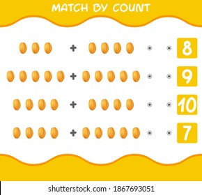 Match by count of cartoon star fruits. Match and count game. Educational game for pre shool years kids and toddlers