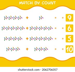 Match by count of cartoon string light. Match and count game. Educational game for pre shool years kids and toddlers