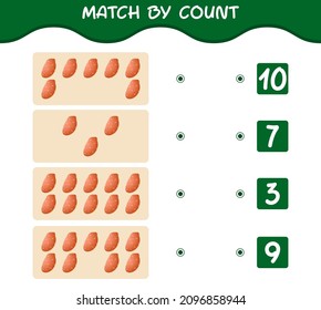 Match by count of cartoon sweet potato. Match and count game. Educational game for pre shool years kids and toddlers