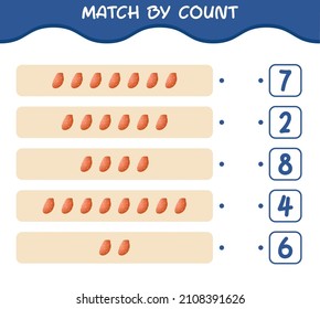 Match by count of cartoon sweet potato. Match and count game. Educational game for pre shool years kids and toddlers