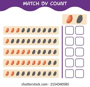 Coincidir por el recuento de batatas de dibujos animados. Juego y cuenta. Juego educativo para niños y niños en edad preescolar