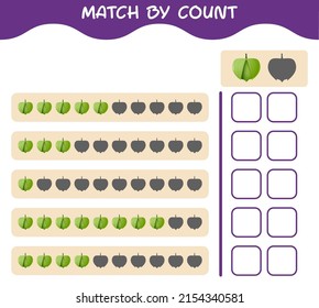 Match by count of cartoon tomatillo. Match and count game. Educational game for pre shool years kids and toddlers