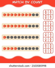 Match by count of cartoon tomato. Match and count game. Educational game for pre shool years kids and toddlers