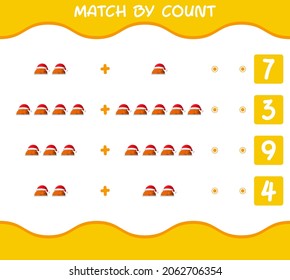 Match by count of cartoon turkey. Match and count game. Educational game for pre shool years kids and toddlers