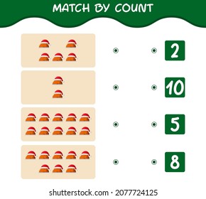 Match by count of cartoon turkey. Match and count game. Educational game for pre shool years kids and toddlers