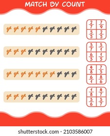 Übereinstimmend mit der Anzahl der Karikaturen. Match and count Game. Erziehungsspiel für Kinder und Kleinkinder im Vorschulalter