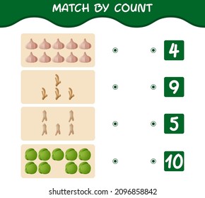 Match by count of cartoon vegetables. Match and count game. Educational game for pre shool years kids and toddlers