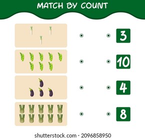 Coincidir por el número de verduras de dibujos animados. Juego y cuenta. Juego educativo para niños y niños en edad preescolar