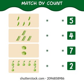 Match by count of cartoon vegetables. Match and count game. Educational game for pre shool years kids and toddlers