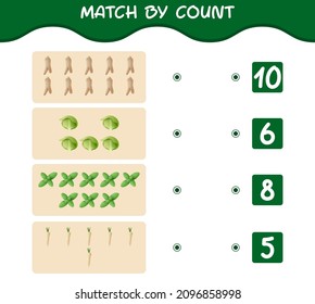 Match by count of cartoon vegetables. Match and count game. Educational game for pre shool years kids and toddlers