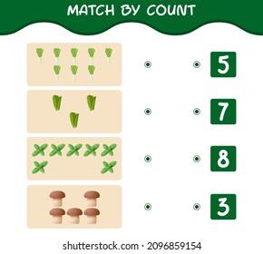 Match by count of cartoon vegetables. Match and count game. Educational game for pre shool years kids and toddlers