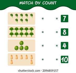 Match by count of cartoon vegetables. Match and count game. Educational game for pre shool years kids and toddlers