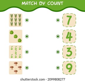 Match by count of cartoon vegetables. Match and count game. Educational game for pre shool years kids and toddlers
