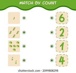 Match by count of cartoon vegetables. Match and count game. Educational game for pre shool years kids and toddlers