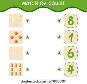 Match by count of cartoon vegetables. Match and count game. Educational game for pre shool years kids and toddlers