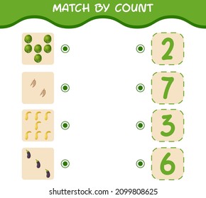 Match by count of cartoon vegetables. Match and count game. Educational game for pre shool years kids and toddlers