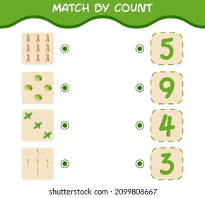 Match by count of cartoon vegetables. Match and count game. Educational game for pre shool years kids and toddlers