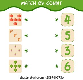 Match by count of cartoon vegetables. Match and count game. Educational game for pre shool years kids and toddlers
