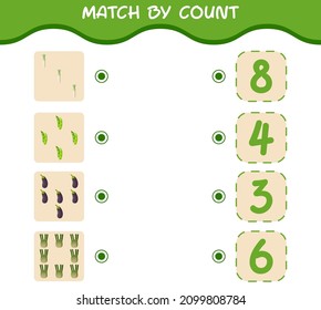 Match by count of cartoon vegetables. Match and count game. Educational game for pre shool years kids and toddlers
