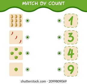 Match by count of cartoon vegetables. Match and count game. Educational game for pre shool years kids and toddlers