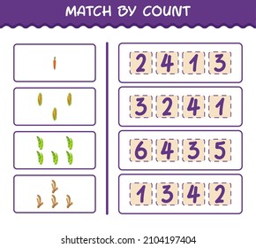 Match by count of cartoon vegetables. Match and count game. Educational game for pre shool years kids and toddlers