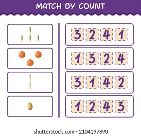 Match by count of cartoon vegetables. Match and count game. Educational game for pre shool years kids and toddlers