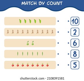 Match by count of cartoon vegetables. Match and count game. Educational game for pre shool years kids and toddlers