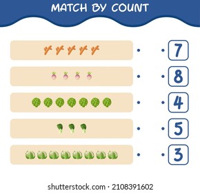Coincidir por el número de verduras de dibujos animados. Juego y cuenta. Juego educativo para niños y niños en edad preescolar