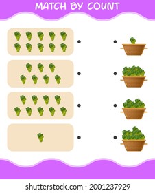 Match by count of cartoon white grape. Match and count game. Educational game for pre shool years kids and toddlers