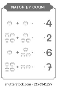 Match by count of Cauldron, game for children. Vector illustration, printable worksheet