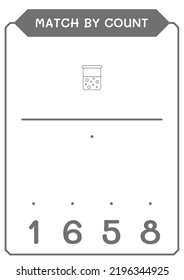 Match by count of Chemistry flask, game for children. Vector illustration, printable worksheet