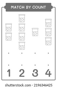 Match by count of Chemistry flask, game for children. Vector illustration, printable worksheet