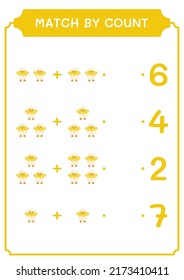 Match by count of Chick, game for children. Vector illustration, printable worksheet