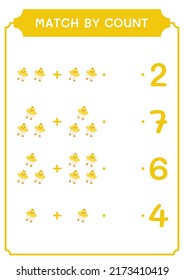 Match by count of Chick, game for children. Vector illustration, printable worksheet