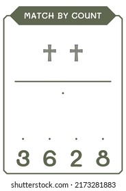 Match by count of Christian cross, game for children. Vector illustration, printable worksheet