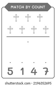 Coincidencia por número de cruces cristianas, juego para niños. Ilustración del vector, hoja de cálculo imprimible