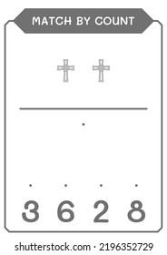 Match by count of Christian cross, game for children. Vector illustration, printable worksheet